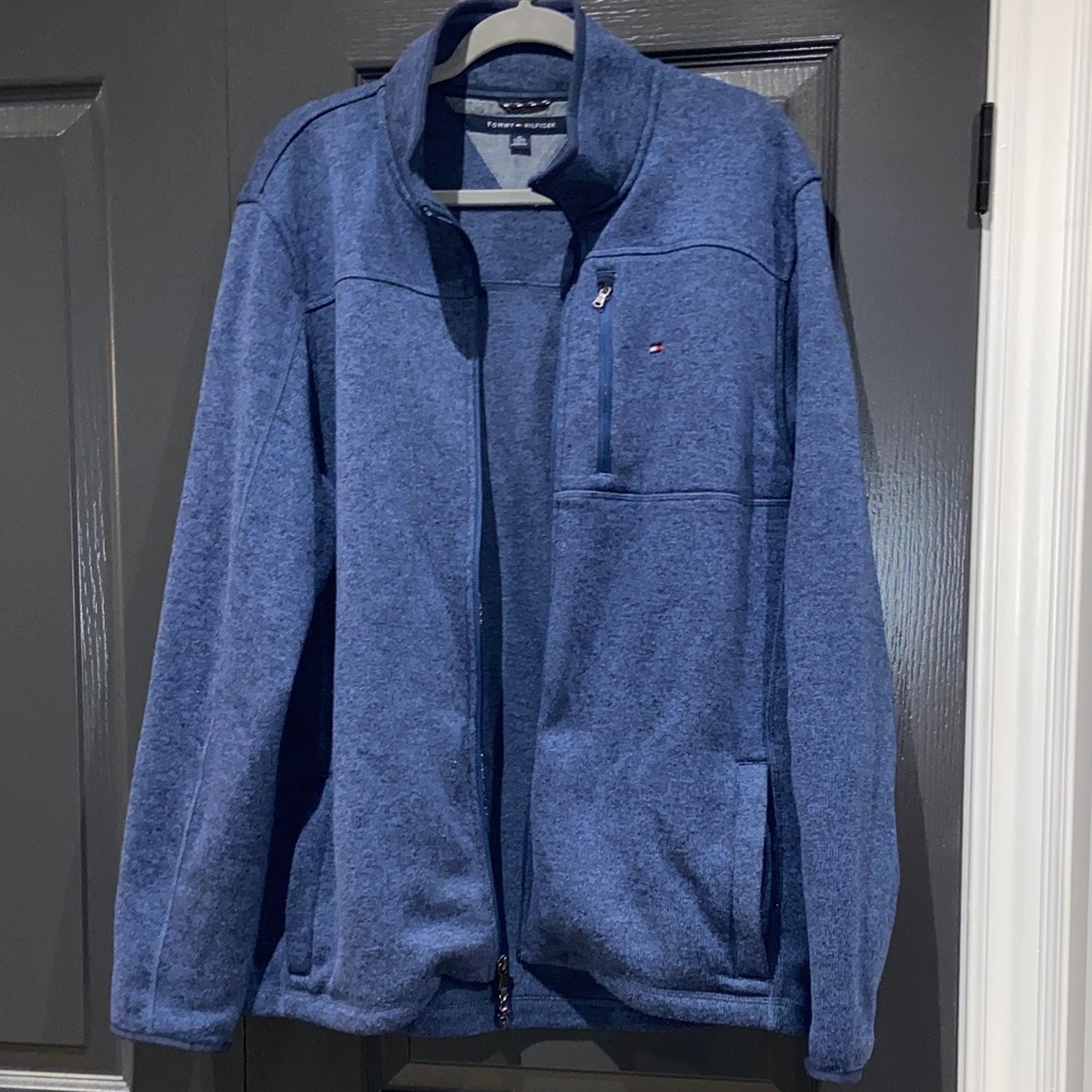 Tommy Hilfiger Men's Zip-Up Blue Sweater